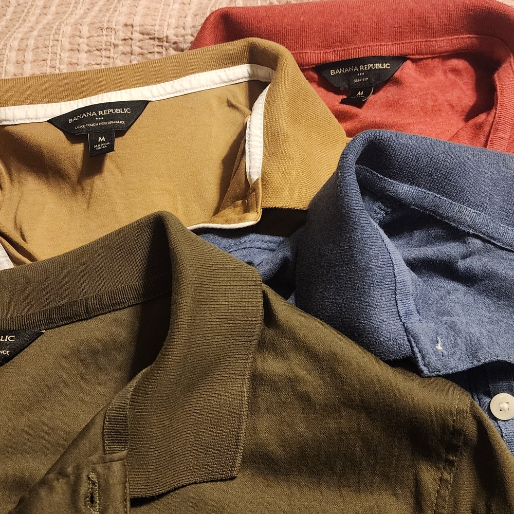 Banana Republic Men's Polos - Olive, Blue, Red, Tan 4 For 1!